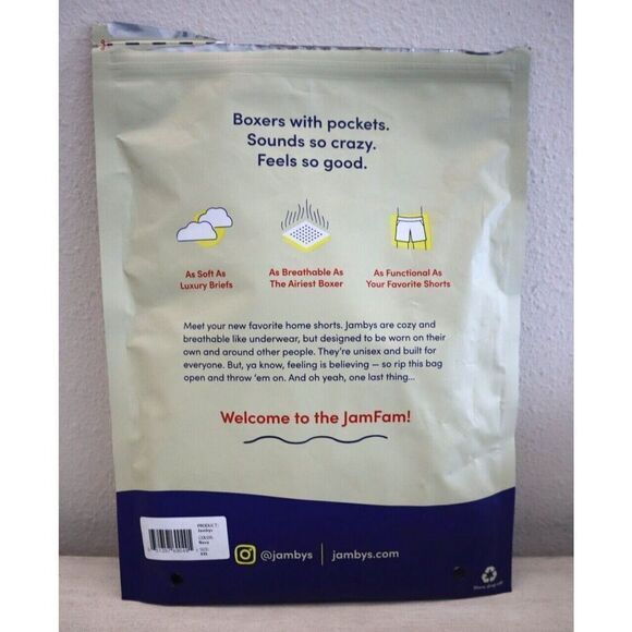 Jambys Unisex Sz 2XL Navy/Navy Soft Breathable Boxer Shorts w/Pockets - Picture 9 of 10